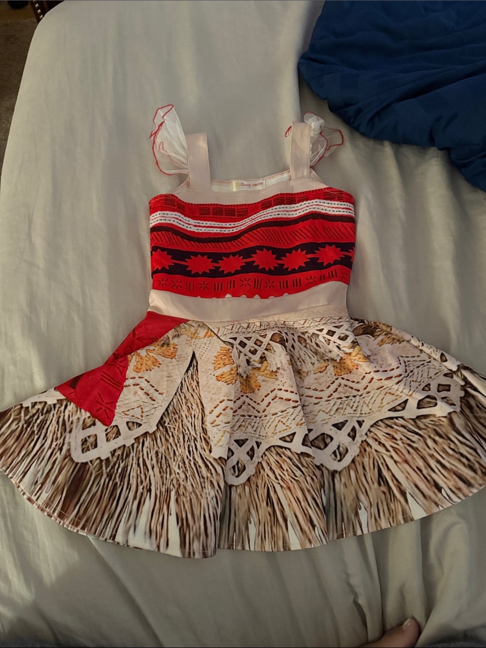 Red and Cream Polynesian Princess Kids Costume Dress (Moana)